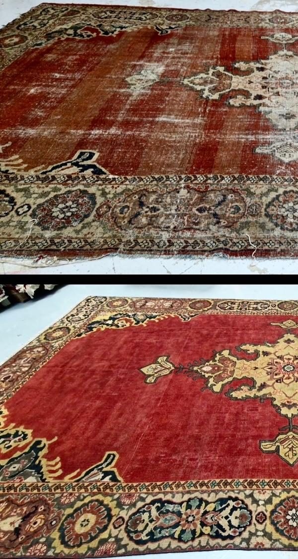 Avant restauration — Kilim ancien troué, entièrement reconstitué